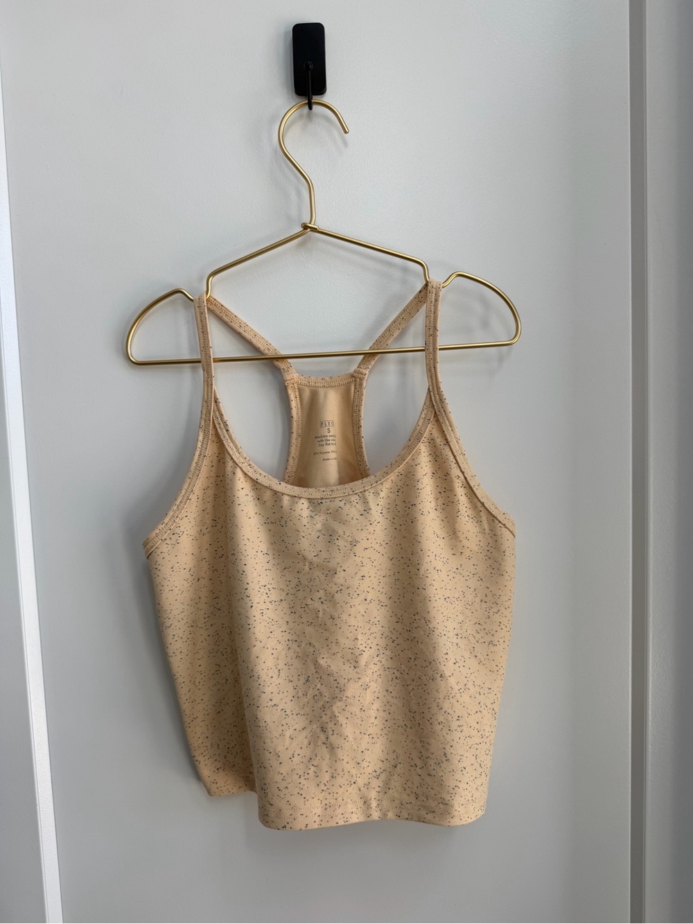 🌻 Sz Small FLEO Beige Speckled Racerback Active Tank Top